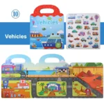 10. Kids’ handheld jelly sticker book – Vehicles